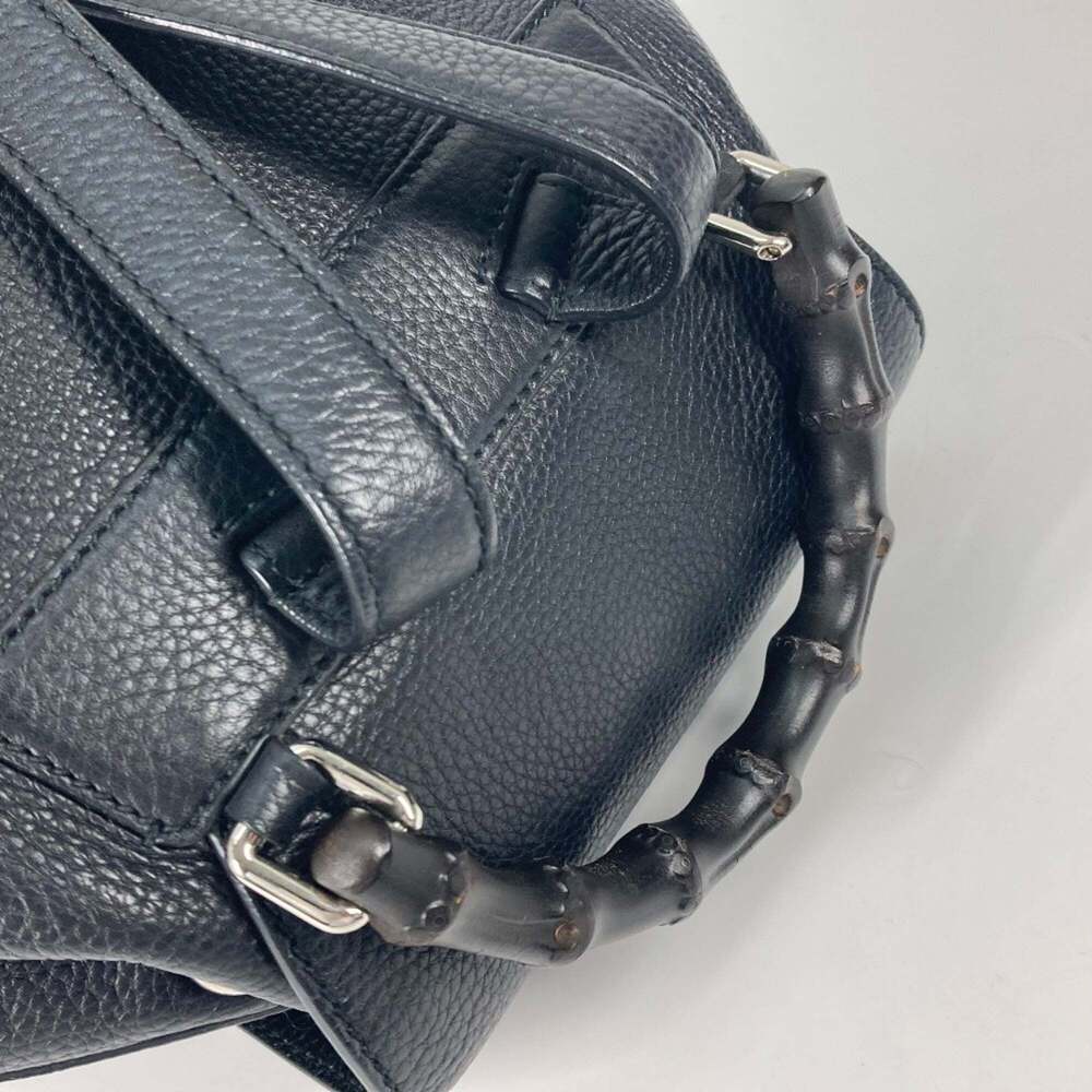 GUCCI Authentic Black Leather Bamboo Backpack - Picture 11 of 16